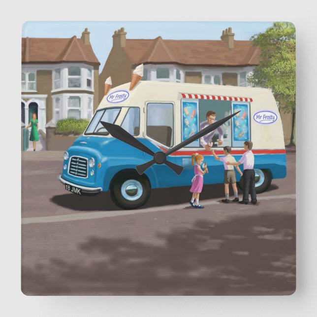 Ice Cream Lastbil Clock Fyrkantig Klocka (Framsida)