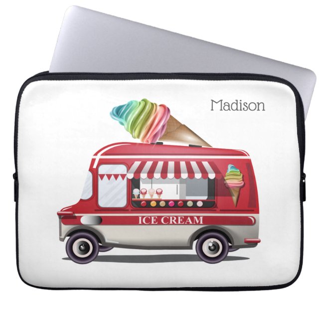 Ice Cream Lastbil, eget namn laptop sleeve (Framsidan)