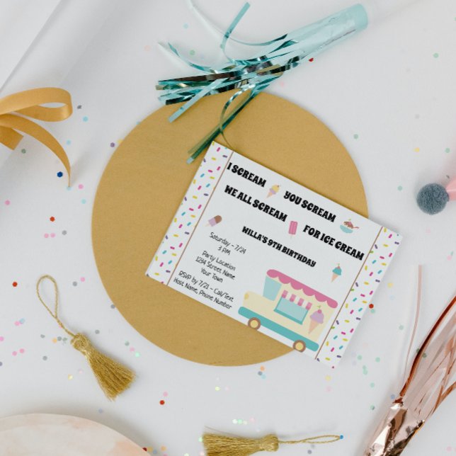 Ice Cream Lastbil födelsedag Inbjudningar (Skapare uppladdad)