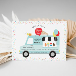 Ice Cream Lastbil Födelsedagsfest inbjudan