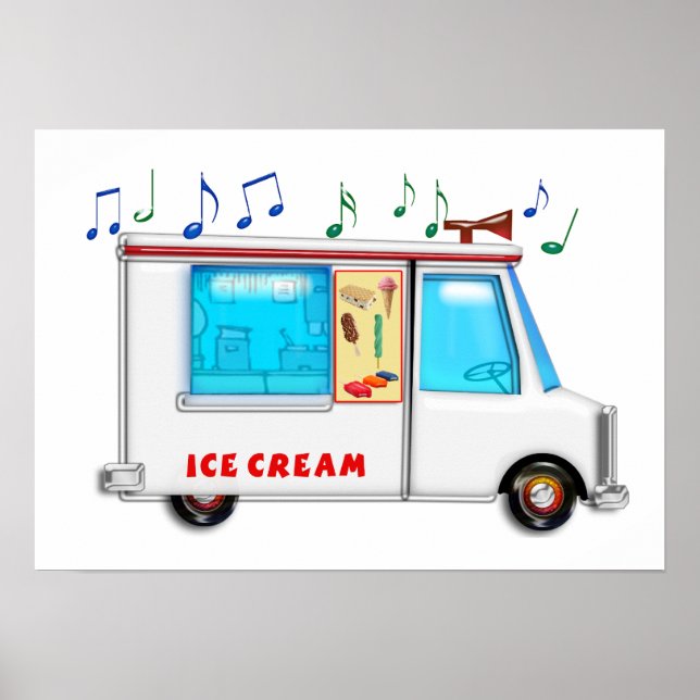 Ice Cream Lastbil med Music Poster (Framsidan)