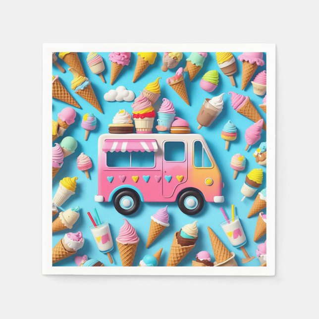 " ICE CREAM LASTBIL " PAPPERSSERVETT (Framsidan)