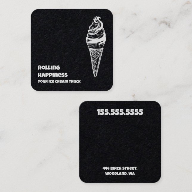 Ice Cream Lastbil Premium Fyrkantigt Visitkort (Fram/baksida)