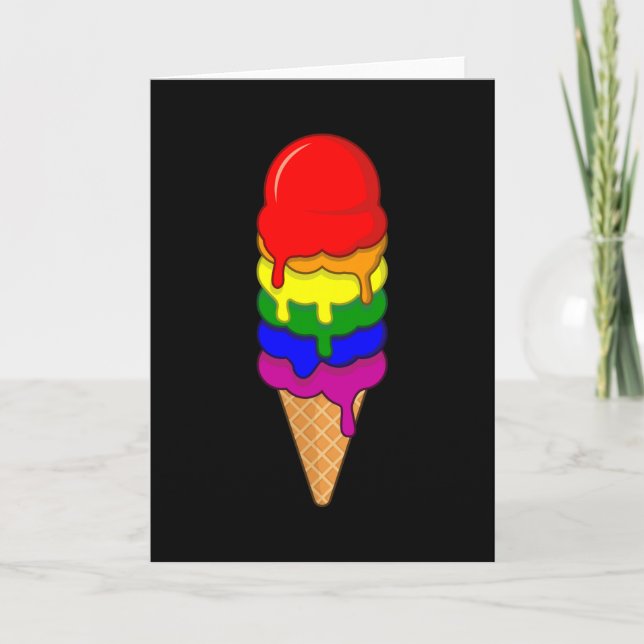 Ice Cream LGBT Pride Månad HGBTQ Rainbow Flagga Kort (Framsida)