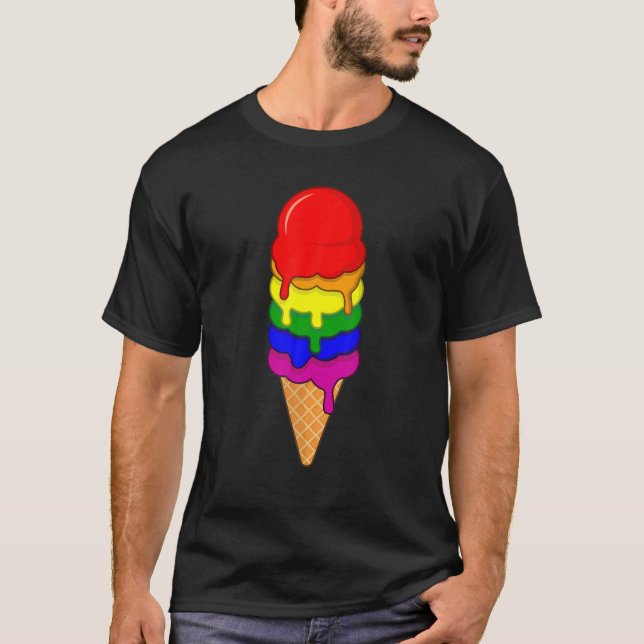 Ice Cream LGBT Pride Månad HGBTQ Rainbow Flagga T Shirt (Framsida)