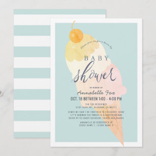 Ice Cream Light Blue Boy Drive by Baby Shower Inbjudningar