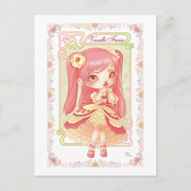 Ice Cream Lolita Vanille Fraise Vykort (Framsida)