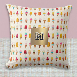 Ice Cream Lollies Monogrammed Retro Patterned Cute Kudde