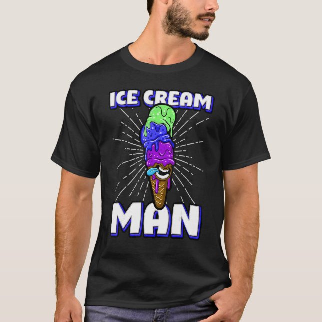 Ice Cream Man Willd Ice Cream Cone Scoops Tunga D T Shirt (Framsida)