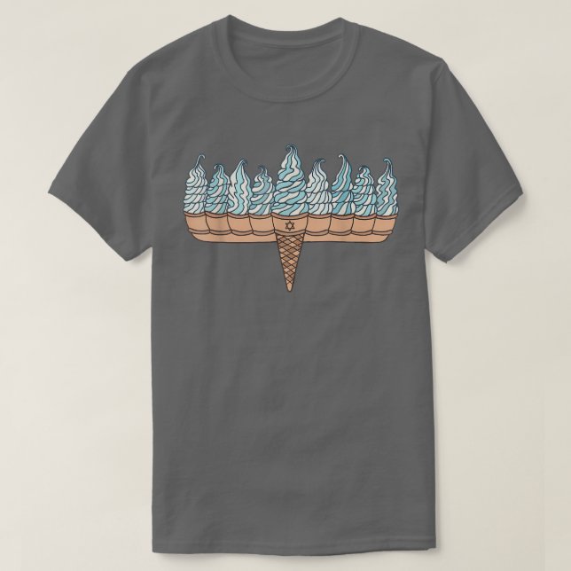 Ice Cream Menorah Hanukkah Jewish Helgdag T Shirt (Design framsida)