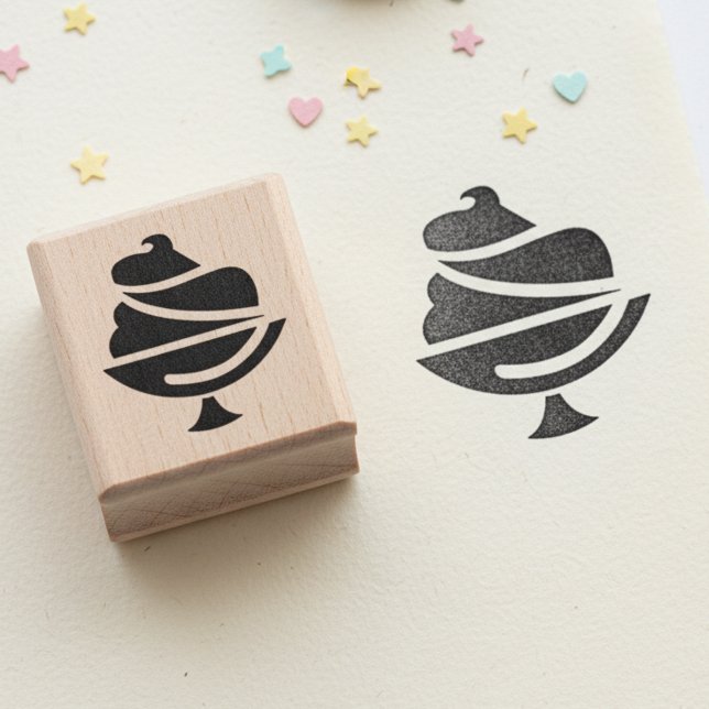 Ice Cream Mini Wooden Art Stamp Stämpel (Miniature ice cream wooden art stamp.)