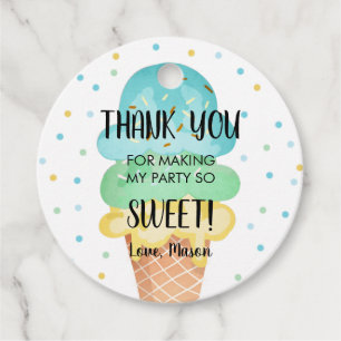 Ice Cream Mint Blue Gult Sweet Boy Birthday Gåvor Etiketter