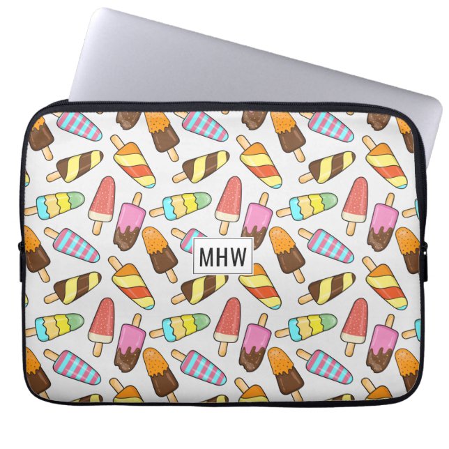 Ice Cream Mönster anpassningsbar monogram laptop s Fodral (Framsidan)
