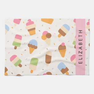Ice Cream Mönster, Ice Cream Cone, ditt namn Kökshandduk