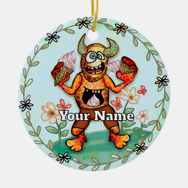 Ice Cream Monster Julgransprydnad Keramik (Framsidan)