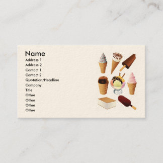 Ice Cream, Namn, Adress 1, Adress 2, kontakt ... Visitkort