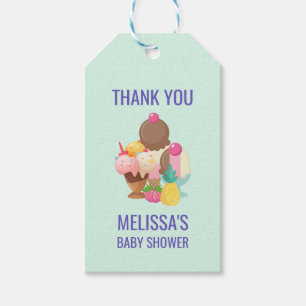 Ice Cream Neopolitan Flavors Baby Shower Tack Presentetikett