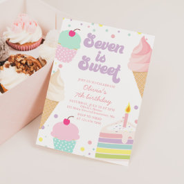 Ice Cream och Cake 7:e födelsedag Inbjudningar