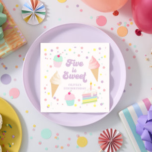 Ice Cream och Cake Fem är Sweet 5th Birthday Pappersservett