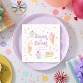 Ice Cream och Cake Seven är Sweet 7:e Birthday Pappersservett