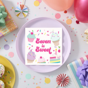 Ice Cream och Cake Seven är Sweet 7:e Birthday Pappersservett