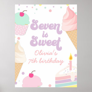 Ice Cream och Cake Seven är Sweet 7:e Birthday Poster