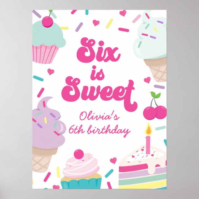 Ice Cream och Cake Sex är Sweet 6e Birthday Poster (Framsidan)