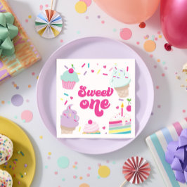 Ice Cream och Cake Sweet One 1st Birthday Pappersservett