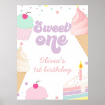 Ice Cream och Cake Sweet One 1st Birthday