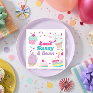 Ice Cream och Cake Sweet Sassy Seven 7:e Birthday Pappersservett