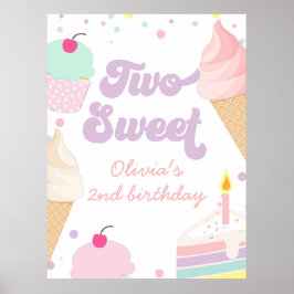 Ice Cream och Cake Two Sweet 2nd Birthday Poster