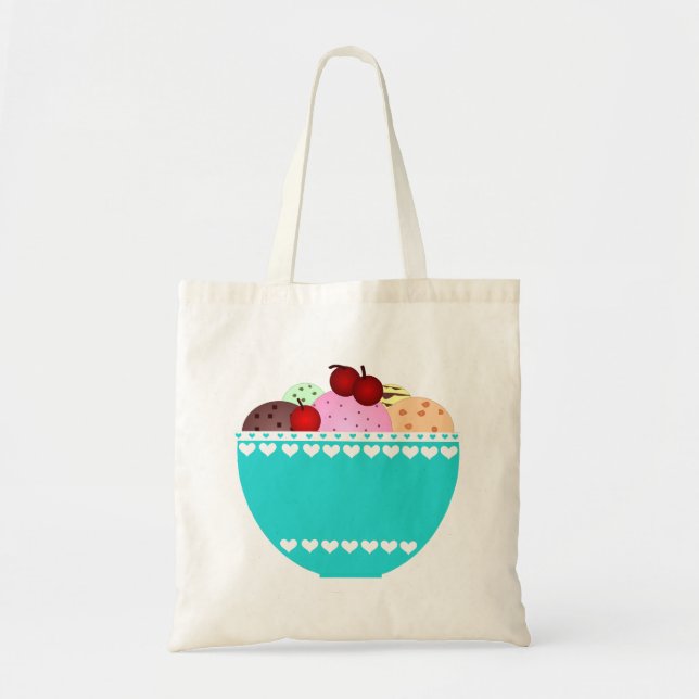 Ice Cream och Cherries Tote Bag Tygkasse (Framsidan)