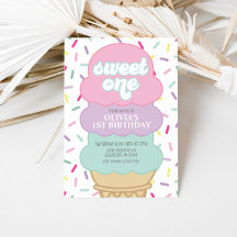 Ice Cream och Sprinkles Sweet One 1st Birthday