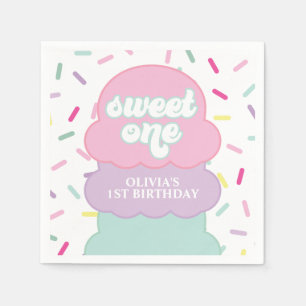 Ice Cream och Sprinkles Sweet One 1st Birthday Nap Pappersservett
