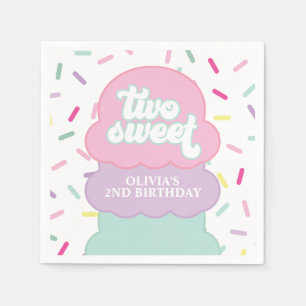 Ice Cream och Sprinkles Two Sweet 2nd Birthday Nap Pappersservett