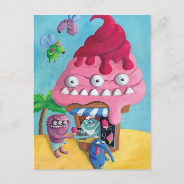 Ice Cream på Beach Vykort (Framsida)