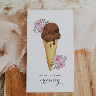Ice Cream Parlor Creamery Watercolor Visitkort