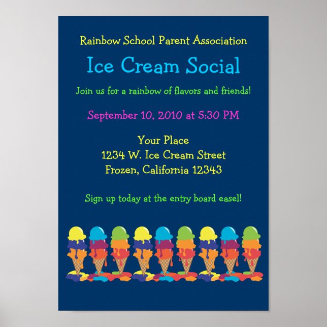 Ice Cream Party Annoucement Poster (Framsidan)