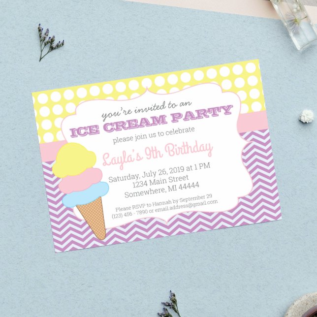 Ice Cream Party Birthday, Ice Cream Social bjudand Inbjudningar (Skapare uppladdad)