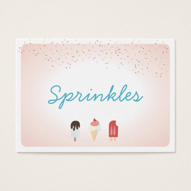 Ice Cream party Dessert Buffet Food Labels Visitkort (Framsidan)