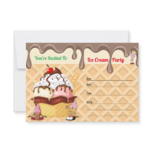 Ice Cream Party Ice Cream Cone-födelsedagen inbjud