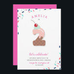 Ice Cream Party Kids Rosa Birthday Inbjudan<br><div class="desc">Din födelsedag inträffar bara gång ett år, så låt oss fira i stil. Åldern spelar ingen roll vid Papprare Co.: Du kan anpassa texten på alla våra unika partiinbjudningar för att inkludera vilken ålder du vill, oavsett om födelsedagsflickan vänder två eller trettiotvå. Våra färgstarka inbjudningar är sprinklade med mycket fantasi...</div>