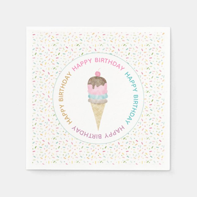 Ice Cream Party Napkins Pappersservett (Framsidan)