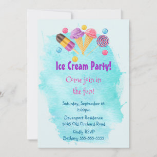 Ice Cream Party Popsicle lollipop Party Inbjudan