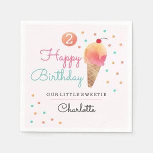 Ice Cream Party Rosa Barns födelsedag Party Napkin Pappersservett