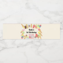 Ice Cream Party Vattenflaska-etikett