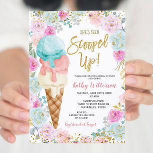 Ice Cream Pastel Flowers Inbjudningskort för möhip