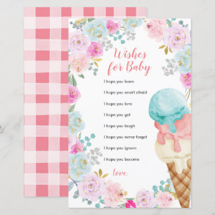 Ice Cream Pastel Flowers Önskemål för Baby Card