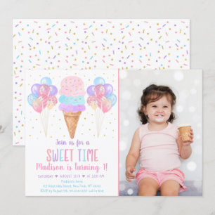 Ice Cream Pastel Rainbow Birthday Inbjudningar