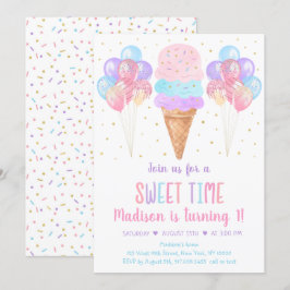 Ice Cream Pastel Rainbow Birthday Inbjudningar
